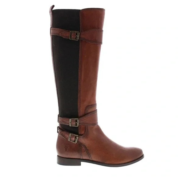 Frye Anna Gore tall whiskey Brown Leather Boots Size 7.5 - Picture 2 of 12